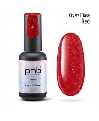 UV/LED Crystal Base PNB, red, 8 ml / УФ/ЛЕД Сверкающая база PNB, светоотражающая, красная, 8 мл