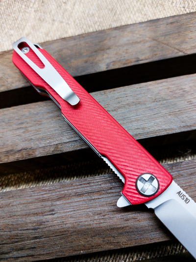 Складной нож Single EVO. Клинок ДОЛ, СТАЛЬ AUS10, рукоять G10, цвет красный