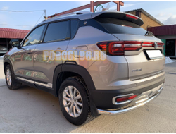 Защита заднего бампера угловая большая двойная d60/42 для Changan CS35 Plus (2019-...)