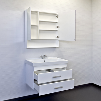 Зеркало-шкаф "Никосия-80" белый глянец