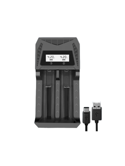 Универсальное зарядное устройство с дисплеем #5D82ACD для 2 аккумуляторов (на дисплее 4-х уровневая индикация процесса зарядки