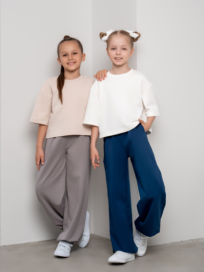 Брюки палаццо с утяжками (серый)