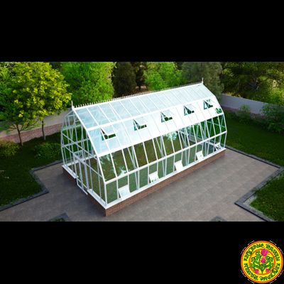 Базовая комплектация теплицы из стекла и алюминия “Леонардо XL” размером 5000 х 10000 мм