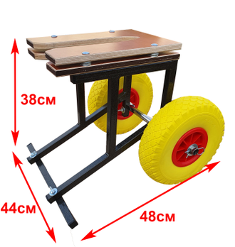 Комплект: Разборная тележка для лодочного мотора,  захват АКП (литые колеса)  + ручка верхняя.