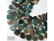 "Индийский агат" халцедон с яшмой, кварцем и хлоритом крупные плоские фигурные бусины 18-20 мм, цена за нить 19 см