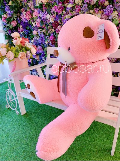 Большой плюшевый мишка 150 см розовый Тони