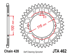 Звезда ведомая алюминиевая JT JTA462.52 (JTA462-52) (A462-52) для Kawasaki Off Road