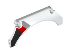 Technic, Panel Car Mudguard Arched 13 x 2 x 5 Straight Top with Black, Red and Gray Diagonal Stripes Pattern Model Back Right Side, White (42545pb002R / 6253095)