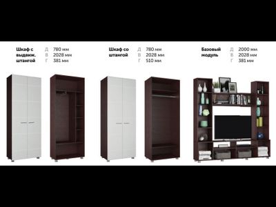 Гостиная "Моника" +шкаф с выдвижной штангой (2.78 м) (МК Стиль)