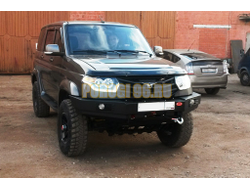 Передний силовой бампер без дуг серии Трофи на УАЗ Патриот, УАЗ Пикап 2014- (02.003.21)