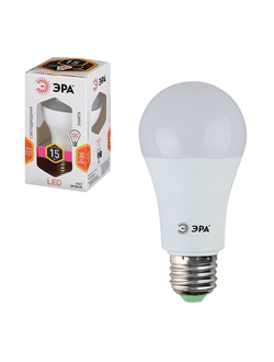 Лампа светодиодная ЭРА, 15 (130) Вт, цоколь E27, грушевидная, теплый белый свет, 25000 ч., LED smdA60-15w-827-E27, Б0020592
