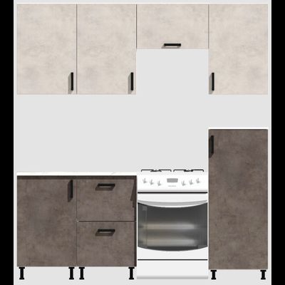 Кухня Эконом 1,5 метра с полуколонкой (1000х500) Цвет: Цемент светлый/Цемент темный