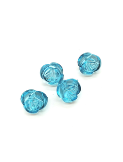 Бусины пластиковые фигурные, 12 мм розочки синие