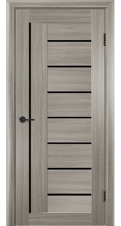 Дверь Экостиль 17 дуб дымчатый с черными стеклами