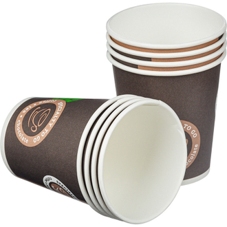 Стакан одноразовый бумажный однослойный d-80мм 200мл Coffee-to-Go 50 штук в упаковке