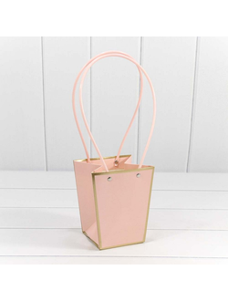 Пакет-сумочка 15,5*13*9,5см Розовый с золотой каймой КП05/22