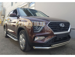 Защита переднего бампера двойная d60/42 для для Hyundai Creta 2021-
