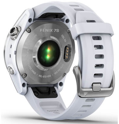 Умные часы Garmin Fenix 7s серебристый с белым силиконовым ремешком
