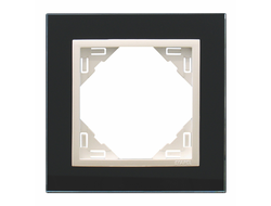 Efapel 90910 TEG, Рамка 1 пост, черное стекло/лед