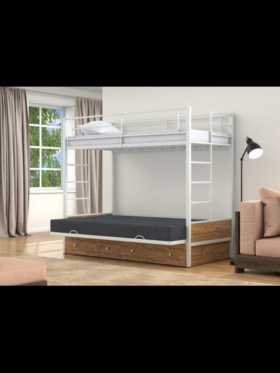 Двухъярусная кровать-диван Дакар 1 Белый (вставки дуб крафт табак)