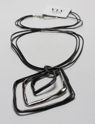 Подвеска "Три ромба" серебро и темный металл