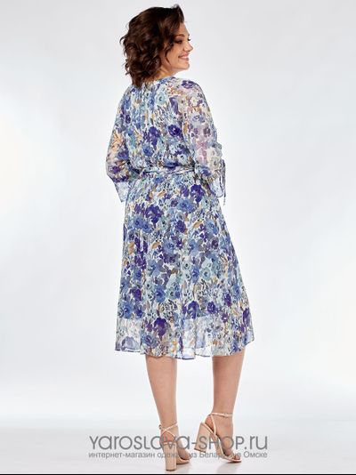 Женское шифоновое платье с цветочным принтом в нежных тонах