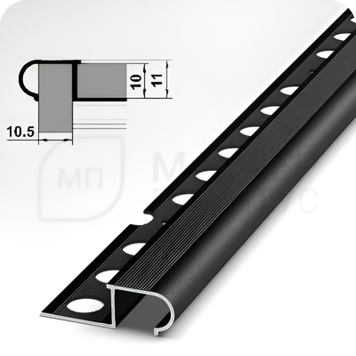 Профиль окантовочный для ступеней из плитки Лука ПУ 08.2700.15 Черный