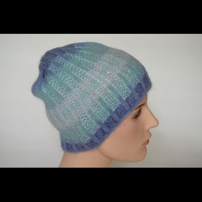 Вязаная шапка с украшениями Vizio Италия 6916 CY голубая