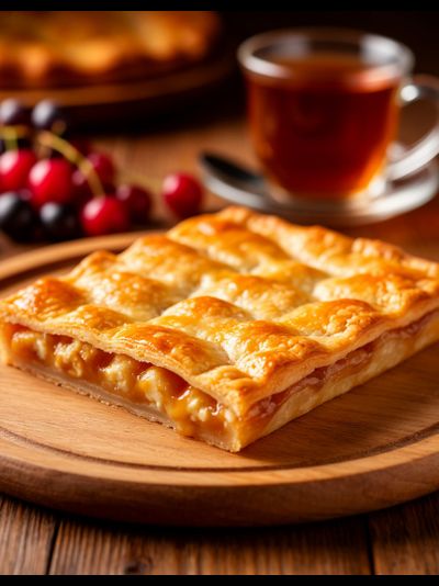 Пирог с творогом и карамелью