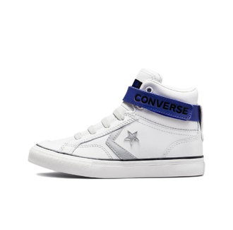 Кеды Converse Pro Blaze Strap белые высокие кожаные с синей застежкой