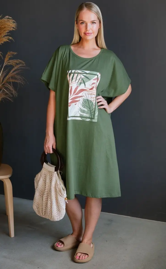 Туника-платье из хлопка арт. 11632-0175  (Цвет темно-зеленый) Размеры 56-78