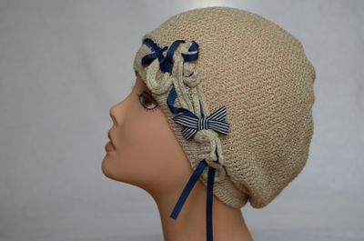 Бежевый летний женский берет из льна Vizio Италия 2216