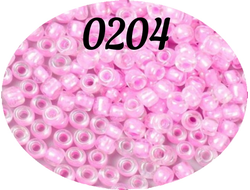 Бисер Zlatka 8/0 10гр цвет № 0204 прозрачный радужный с розовым отверстием