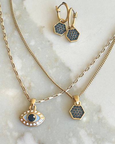 Колье эмаль, кристаллы Swarovski, A&C (синий)