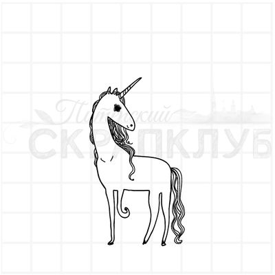 штамп  рисованный единорог
