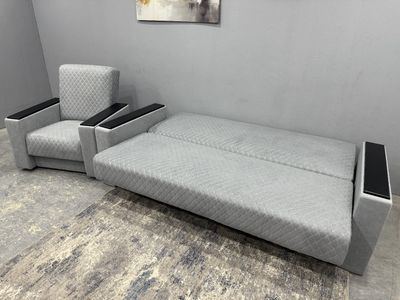 Комплект | Диван  книжка с накладками МДФ + Кресло для отдыха (З)