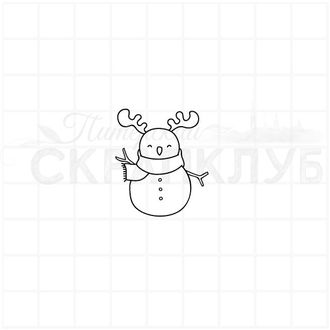 штамп снеговик с оленьими рожками