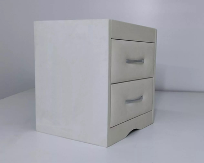 Прикроватная тумба MyCloud Турель, мягкая, в мебельной ткани, два ящика, с доводчиками и стеклом