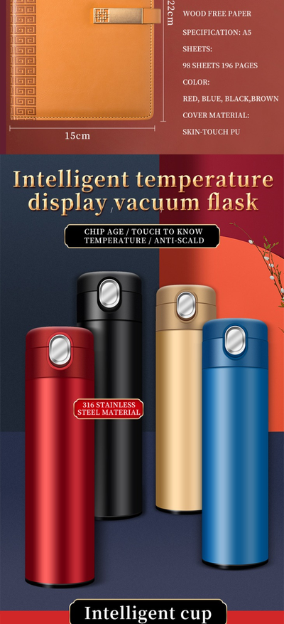 Подарочный бизнес набор: термос, ежедневник, флеш-накопитель USB, ручка