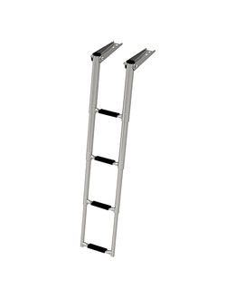 Трап телескопический складной узкий, 4 черных ступени (ширина 264 мм.)