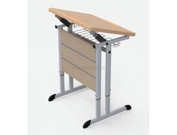 Стол ученический одноместный наклоняемый на плоскоовальной трубе, 600x500x580-820
