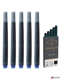 Картриджи чернильные PARKER «Cartridge Quink», КОМПЛЕКТ 5 штук, черные. 142387