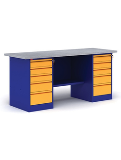 Двухтумбовый металлический верстак ВП-6