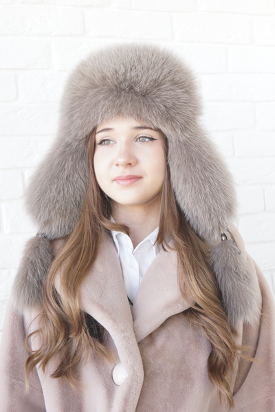 Ушанка "Полярная звезда" цвет кофе с молоком узор + кофе с молоком