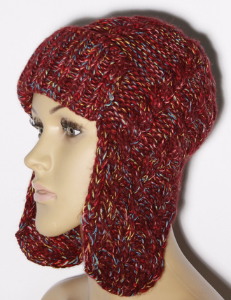 Шапка женская ушанка "Косички меланж" 11590  джинс, розовая, бордо, чёрная, малина, жёлтая, бирюза, пудра, голубая