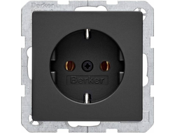 Розетка с заземляющим контактом Berker серий Q.1/Q.3, антрацит бархат