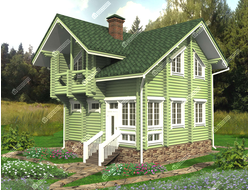 Домокомплект Крым из оцилиндрованного бревна, площадь 93 м2