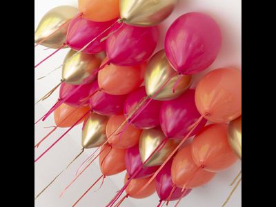 Шары на атласной ленте золото хром,фуксия пастель,оранжевый пастель 15шт