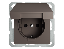 1L211SH Розетка с крышкой 16А, матовый шоколад