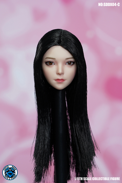 Женская голова (скульпт) с длинными волосами (черные) 1/6 scale  (SDDX04С) - SUPER DUCK